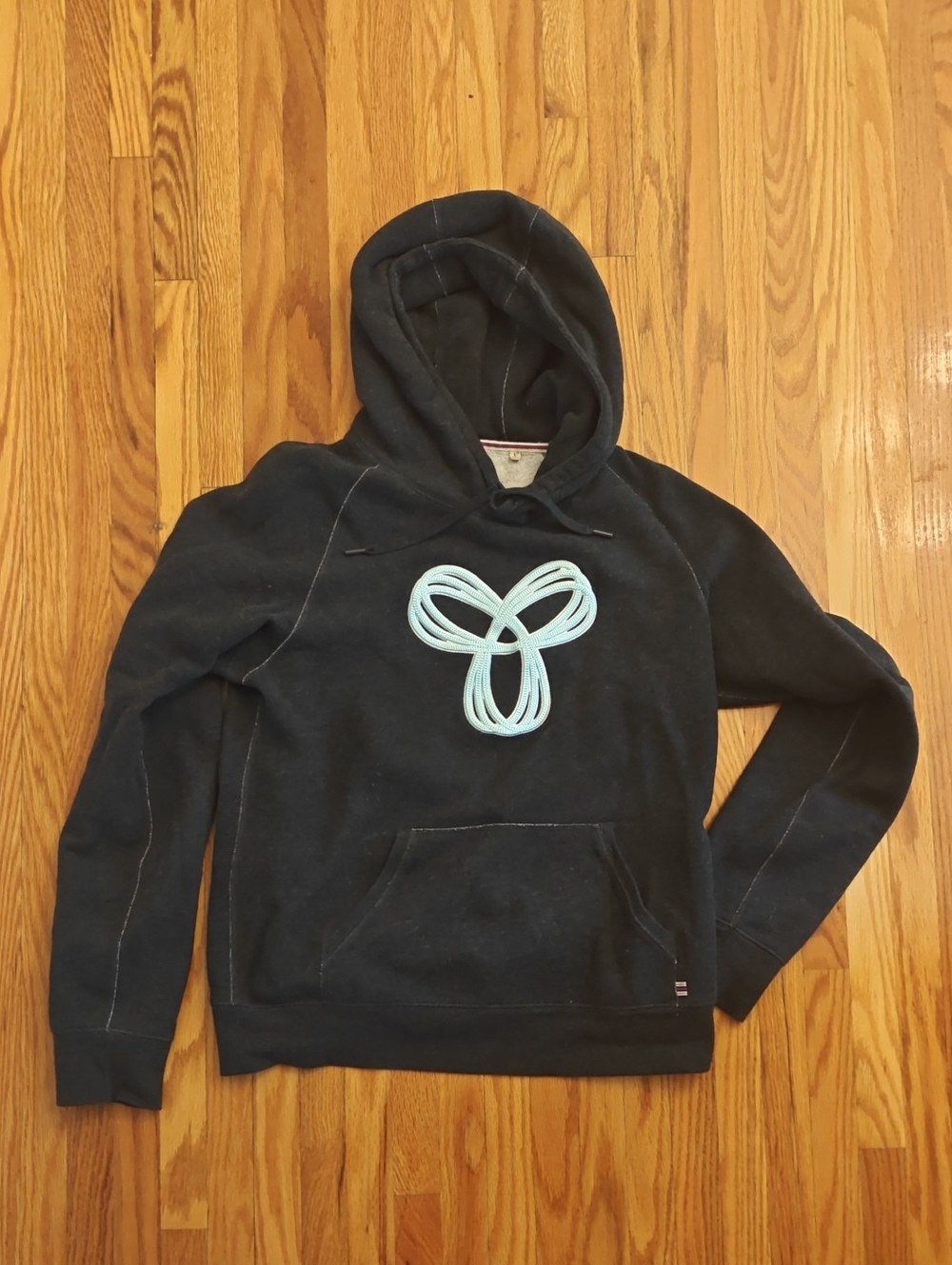 TNA Black Crewneck Hoodie with Light Blue Chest Emblem